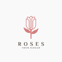 Modern and minimalist rose roses flower logo design