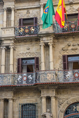 facade of the pamplona town hall. Emblematic building from where the chupinazo is launched, San...