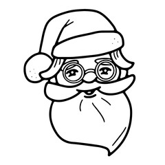Cute santa claus head with hat and glasses
