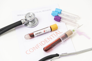 Blood sample for blood group testing Anemia.