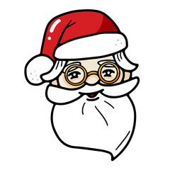 Cute santa claus head with hat and glasses