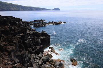 The ocean coast of Faial, Faial island, Azores