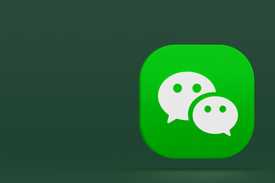 wechat application logo 3d rendering on green background