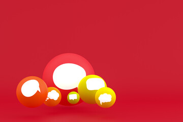 Idea comment or think reactions emoji 3d render,social media balloon symbol with comment icons pattern background