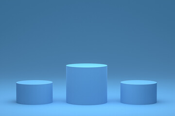 blue podium minimal or product stand 3d rendering for cosmetic product presentation