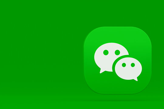 wechat application logo 3d rendering on green background