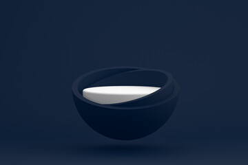 Podium minimal on dark blue background for cosmetic product presentation