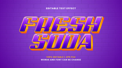 Fototapeta premium Fresh soda editable text effect in modern 3d style
