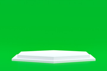 Product stand, Podium minimal on green background for cosmetic product presentation.