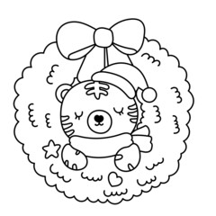 Fototapeta premium Christmas tiger outline