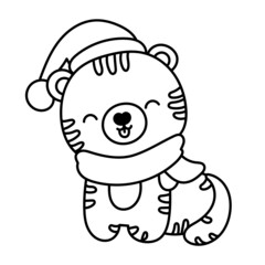 Christmas tiger outline