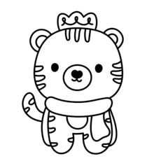 Naklejka premium Christmas tiger outline