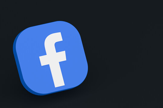 Facebook Application Logo 3d Rendering On Black Background