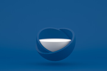 Podium minimal on dark blue background for cosmetic product presentation