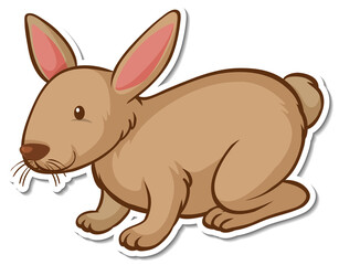 Fototapeta na wymiar A sticker template with a brown rabbit isolated