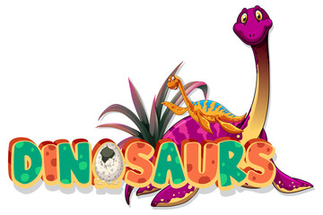 Fototapeta premium Dinosaur cartoon character with font banner