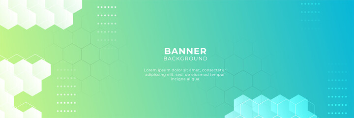 Technology banner background with yellow and blue green gradient color