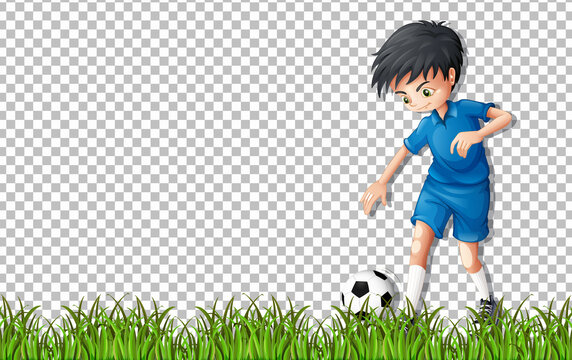 Football player cartoon character on transparent background