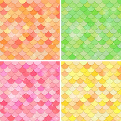 Set of fish scale seamless pattern background © GraphicsRF