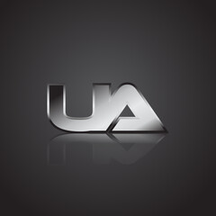 Simple Modern Initial Logo Vector Silver Metal chrome UA