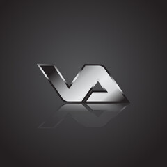 Simple Modern Initial Logo Vector Silver Metal chrome VA