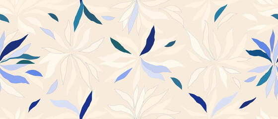 Minimalist floral trendy abstract pattern. Modern vector template for design. Bright pastel color palette.