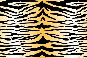 Tiger pattern background. Vector wild animal skin texture, black stripes print on white orange gradient background. Abstract jungle safari wallpapers
