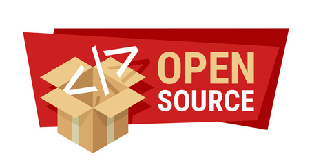 Open-Source software isolated banner with open box