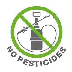 No pesticides sign - strikethrough sprayer