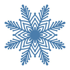 Hand drawn blue snowflake icon isolated on white background. Winter design element snow flake frost crystal vector illustration