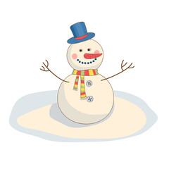 Cheerful, kind snowman, vector illustration