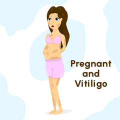 Obraz premium Pregnant woman with vitiligo on a transparent background with dies