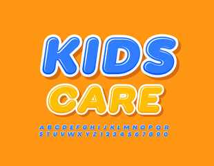 Vector bright Sign Kids. Modern Blue Font. Creative Alphabet Letters and Numbers set