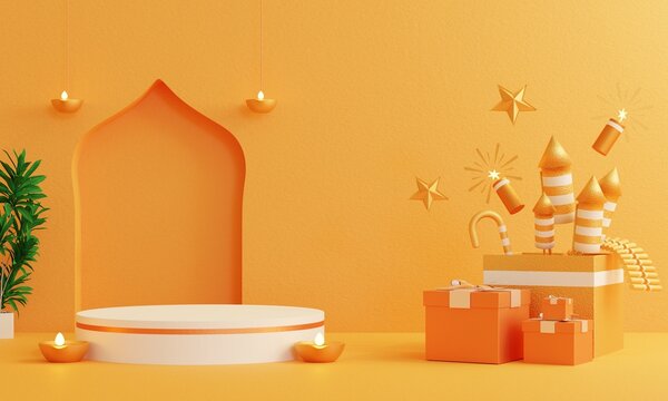 diwali product display in light background 3d render