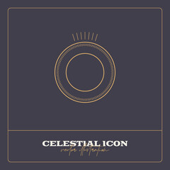 Alchemy esoteric mystical magic celestial talisman line icon. Spiritual occultism object. Liine geometric badge.