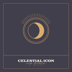 Alchemy esoteric mystical magic celestial talisman line icon. Spiritual occultism object. Liine geometric badge.