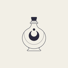 Alchemy esoteric mystical magic celestial talisman line icon. Spiritual occultism object. Liine geometric badge.