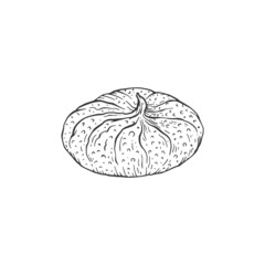 Dried whole fig fruit in hand drawn etched style vector illustration isolated.
