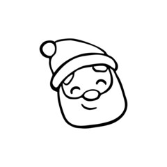 Obraz premium cartoon santa claus face line icon black on white 