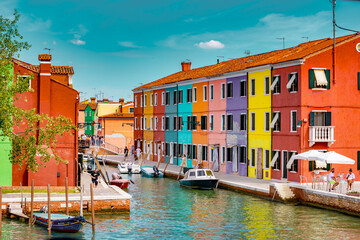 Burano colorful houses village in Venice Italy