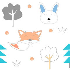 Seamless pattern with background forest.Vector illustration