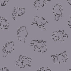 seamless pattern of  graphic  poppies on the violet background