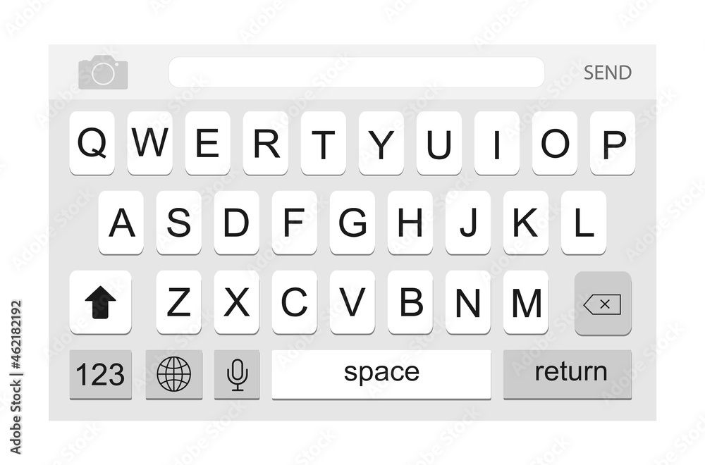 Poster smartphone keyboard. virtual key board for mobile phone. mockup keypad for a touchscreen device. soc