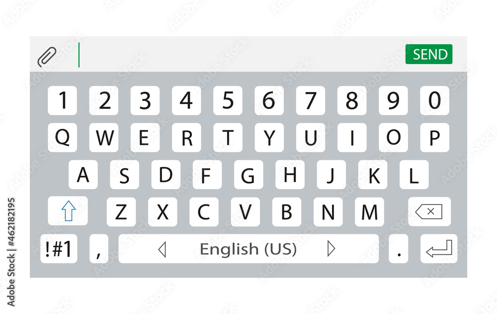 Poster smartphone keyboard. keypad alphabet and numbers. virtual key board for mobile phone. mockup keypad 