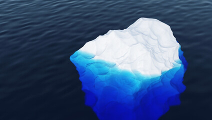 Arctic Landscape with Underwater Iceberg in the Ocean or Sea