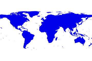 Blue world map vector illustration isolated on white background