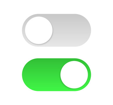 On and Off toggle switch. Slider buttons. Buttons Toggle for user interface. Button mockup for modern devices. Vector illustration.