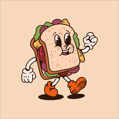 happy sandwich cartoon vector design