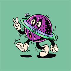 shocked planet cartoon vector design