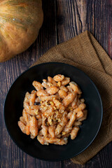 Pumpkin gnocchi with gorgonzola cheese and nuts
